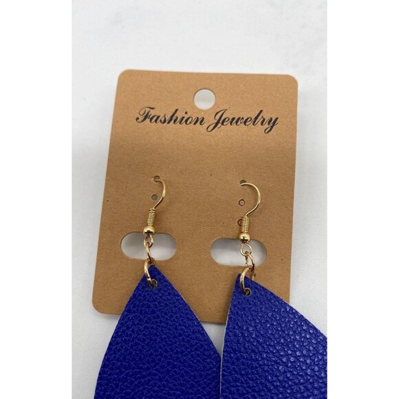 Women's Blue Teardrop Statement Earrings Fashion Jewelry Hook Style Lightweight - Picture 4 of 7
